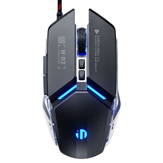 INPHIC W2 Silent Wired Gaming Mouse E-Sports Macro Definition Internet Cafe Peripheral Metal Mechanical Style Laptop USB Home Office Silent Gaming Mouse Wired Gaming Mouse W2 Second Generation Black