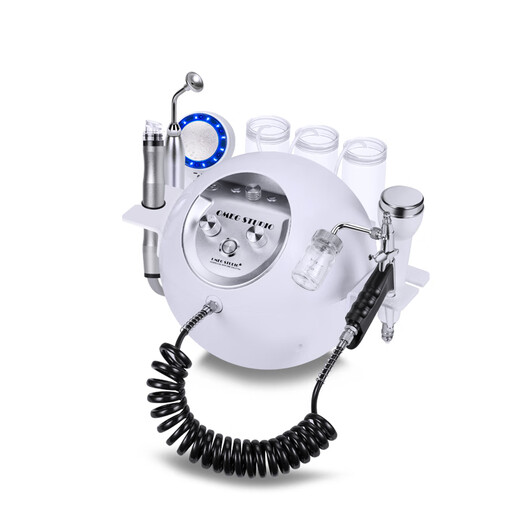 小气泡注氧吸黑头美容仪器美容院专用清洁仪氢氧大气泡皮肤管理仪 白圆球_吸笔+水氧+冰锤+超声波