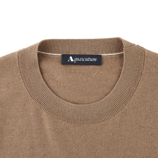AQUASCUTUM/雅格狮丹秋冬新品男士保暖绵羊毛圆领针织衫Q4867EI071 卡其色83 2XL