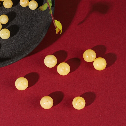 DRJEFUN natural beeswax loose beads single round bead old honey chicken fat yellow amber white flower separated beads star and moon bracelet accessories top bead carefully selected beeswax single bead (11mm single)