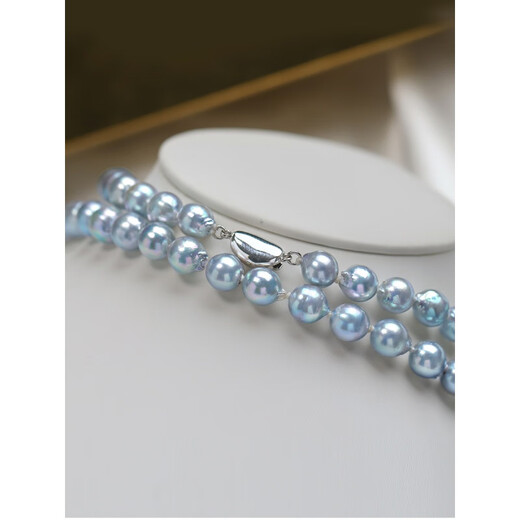 Xuan Song Musi Natural Akoya Seawater Baroque Pearl Necklace Irregular Silver Blue True Multi-linen Necklace Clavicle Chain 40cm