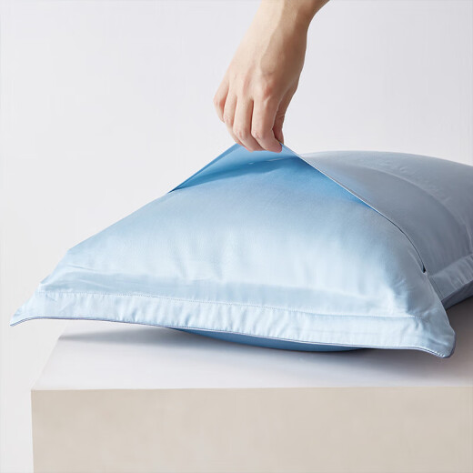 Taihu Snow solid color silk pillowcase 100% silk single sided wide edge silk pillowcase sea and sky blue 48*74cm