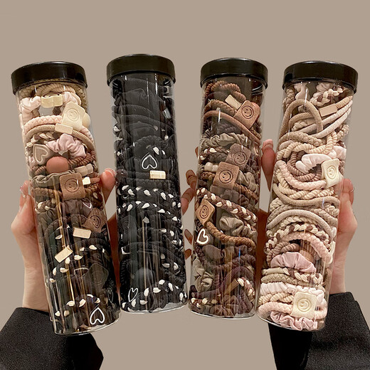 Hair rope for women, high elasticity and durable rubber band, simple temperament, high ponytail hair rope for tying hair, high-looking hair tie for adults, random 40 pieces, free storage jar