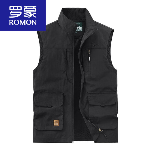 罗蒙（ROMON）马甲男新款2024春秋夏大码多口袋坎肩户外工装背心速干马夹男 677蓝色 2XL