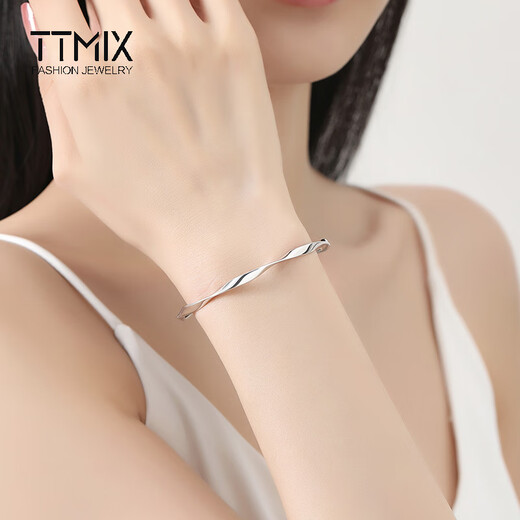 TTMIX platinum bracelet women's pt950 Mobius bracelet platinum smooth plain circle bracelet gift 58mm weight 14.1-14.3g