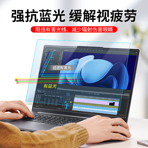 适用防反光电脑屏幕膜笔记本贴膜磨砂防阳光防蓝光护眼台式显示器 磨砂防反光静电吸附 台式 32吋(169)698*392mm送大擦