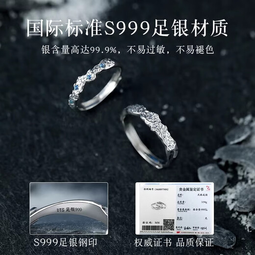BOEAY Nanjixing Couple Ring Couple Ring Men's Sterling Silver Ring Women's Boy Zhong Jiujiu Marriage Proposal Pair Qicang Shipment 999 Silver Nanjixing Couple Ring