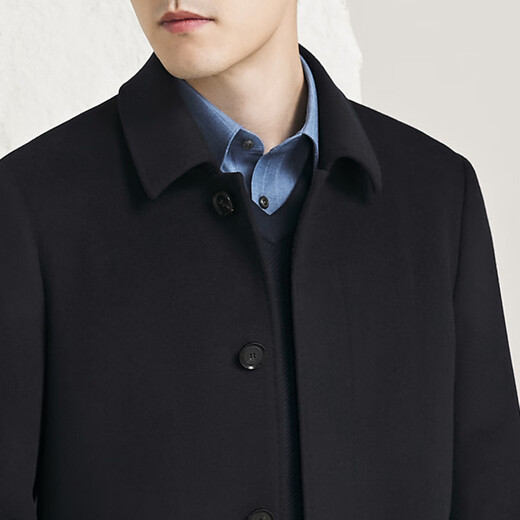 YOUNGOR Men's Coat Men's Business Coat Selected Wool Cashmere Fabric Smooth, Soft and Warm Store Same Style Navy L 175/96A