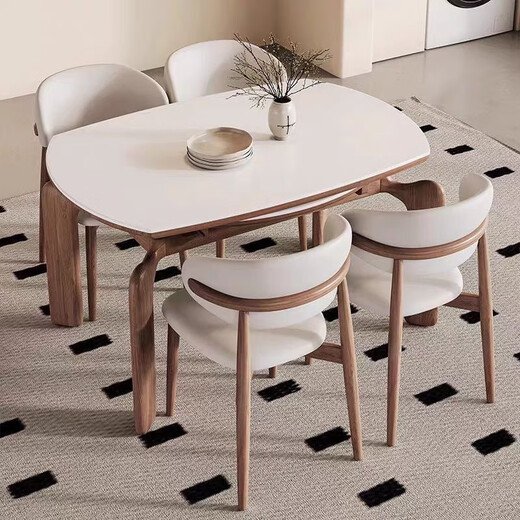 
Clofu solid wood rock table dining table elephant legs square and radius dual-purpose dining table and chair combination 9906#1.2m single table