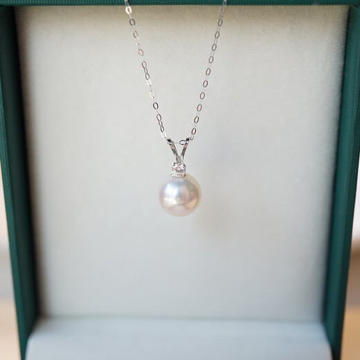 Pearl necklace 18k gold natural freshwater pendant single 18K gold exquisite white gold pearl pendant with K gold chain 10-11mmx45cm