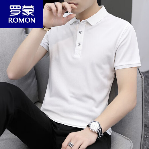 罗蒙（ROMON）夏季男士纯色丝光冰丝短袖T恤 休闲翻领T恤POLO.衫大码半袖汗衫潮 SD9906绿色 L 120-135斤