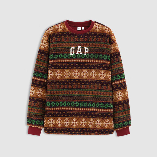 GAP Gap men's and women's autumn and winter imitation sherpa New Year couple's wear warm sweatshirt 676370
