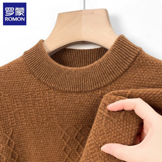 Romon Pure Cardigan Herbst und Winter verdickte warme Wolle halbhohe Hals Basis Strickpullover mittlerer und älterer Pullovermänner 9732 Curly Yunlan 170/l [Vorschlag 115-130jin [Jin gleich 0,5 kg]]]
