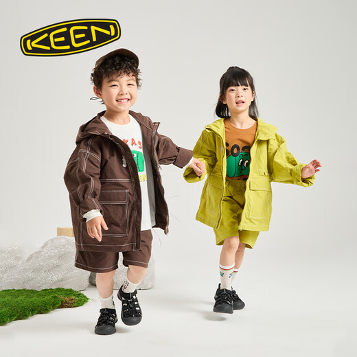 KEEN parent-child shoes NEWPORT H2 children's outdoor wading anti-collision sandals and river shoes black/KEEN yellow label-1022824-kid 31