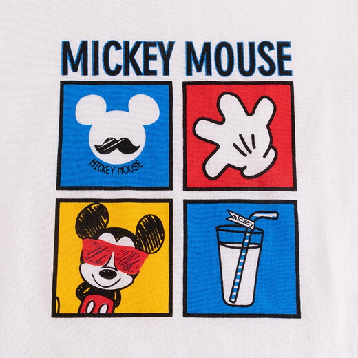 Disney children's short-sleeved T-shirt Disney baby round neck top Boy white Mickey 212S1502 7 years old/height 140cm