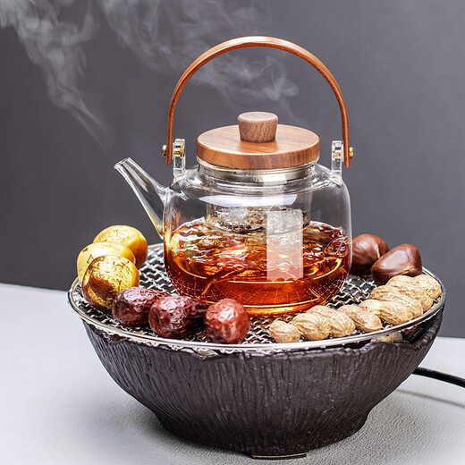 Gaoming (gaoming) electric stove for tea making at home, a full set of Internet celebrity electric ceramic stove for tea making, tea stove, Chinese style plug-in tea roasting set, pottery stone stove + grilling grid + plain style kettle 900ml