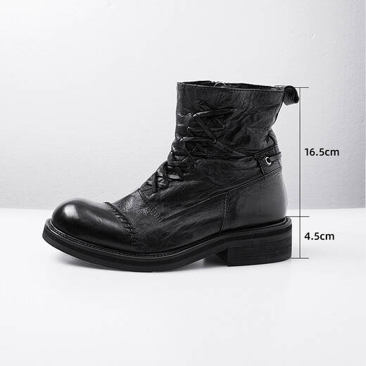 Illusionist Original Design Japaner High-Top Martin-Stiefel erhöhte einzige dicke alleinige lässige und personalisierte Leder-Herrenstiefel schwarz 43