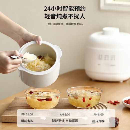 Jiuyi electric stew pot water-proof household baby food supplement pot for cooking porridge and soup bird's nest ceramic small electric stew pot white 1L