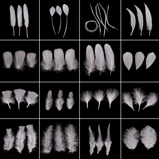 Aseblarm feather white handmade diy feather decoration natural colored feather ornaments filled decorative materials photo props large floating length about 8-12cm 100 pieces