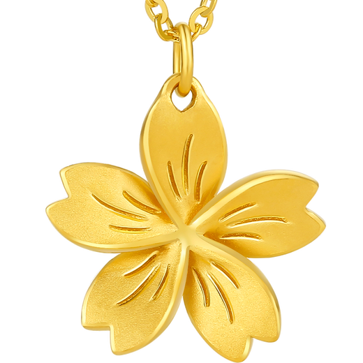 Saturday Fu 5G Craftsmanship Pure Gold Necklace Pendant for Women Cherry Blossom Price A0610856 About 4.21g 40+5cm Gift