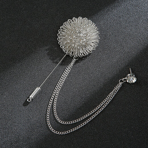 Mr. Ouyang men's personalized suit with tassel badge, guitar instrument jewelry chain brooch, twist ball brooch accessories, six-pointed star silver A11-304