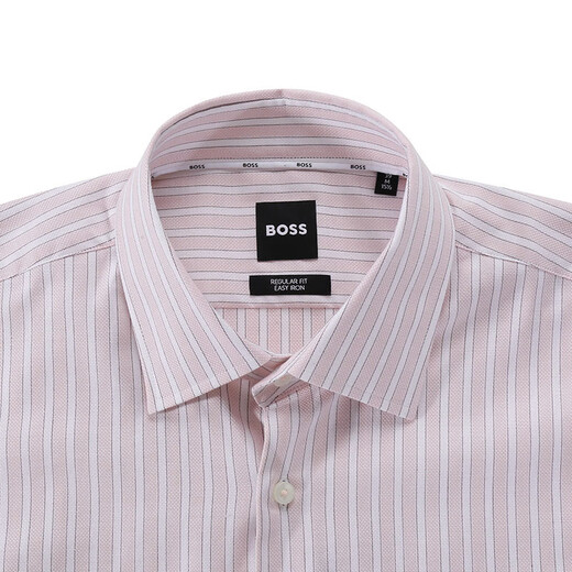 雨果博斯（HUGO BOSS）新品 男士black系列棉质正装商务长袖衬衫男装礼物男 50508773 688 淡粉色白色条纹 41 /l