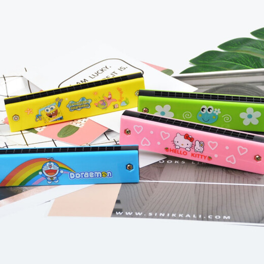 Kinderanfänger 16-Loch-Cartoon Doppelreihe Harmonica Instrument Early Education Spielzeug Mundharmonica umweltfreundlich rosa Einhorn