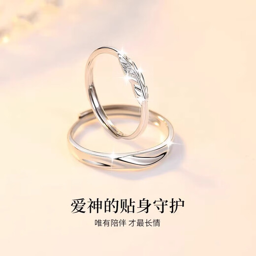 MZMZ platinum couple ring pt950 platinum pair for men and women, plain ring, wedding ring, birthday gift for girlfriend, light luxury style - Cupid's Feather ring (can be engraved)