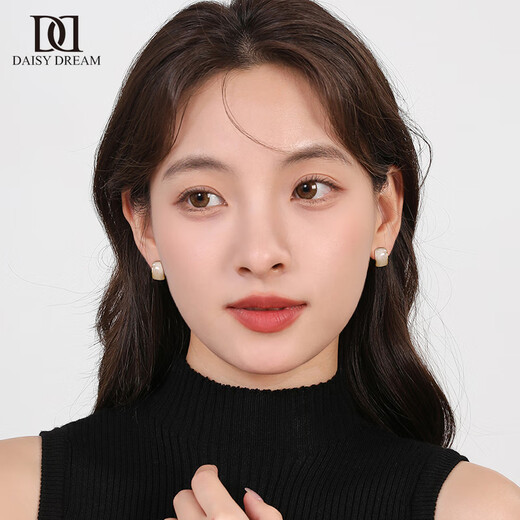 DAISY DREAM925 silver needle square dripping glaze earrings for women high-end retro niche earrings 2025 new hot style temperament earrings S925 silver needle square dripping glaze earrings