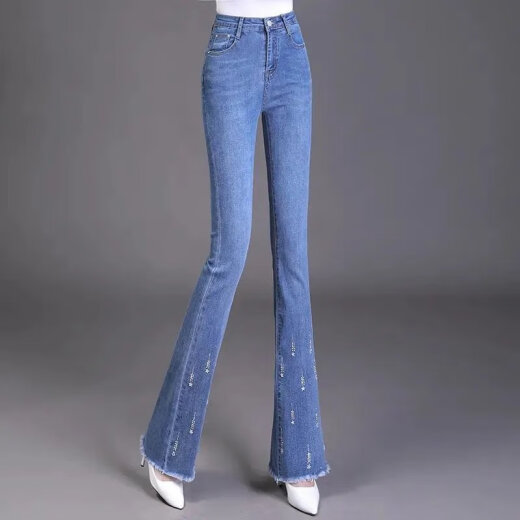 BJORN GOAN JEANS POUR LES FEMMES 2025 Spring and Automne New Fashion Trendy Micro Flare Pantoureurs High Wistle Slim Flexible Flare Pantum Long Pantalon Forging-Edged Versatile 6191-Light Blue 26 suggéré 80-90jin [Jin est égal à 0,5 kg]