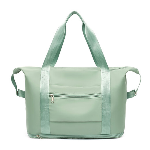 Kamika large capacity hand-held travel bag for women's luggage bag short-term travel bag for delivery bag shoulder travel bag folding duffel bag gray-green 36L expandable capacity