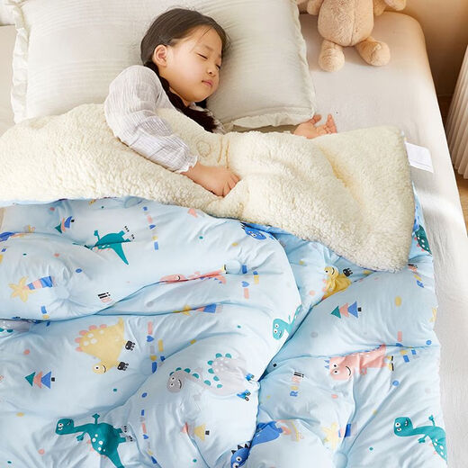 Disney Children's Quilt Autumn and Winter Thickened Baby Kindergarten Nap Quilt Newborn Baby Blanket Cover Cherry Pink Lamb Velvet Blanket Quilt 120X150cm Three-layer Quilt