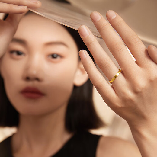 Saturday Fusu Circle Smooth Gold Ring Couple Ring Birthday Gift Price A0110765 No. 16 Approximately 3.22g