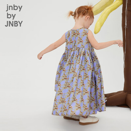 
jnby by JNBY Jiangnan cloth children's clothing sleeveless dress summer cute pattern casual mid-length skirt girls 1N5G12350 599 purple color mixed colors 160 cm