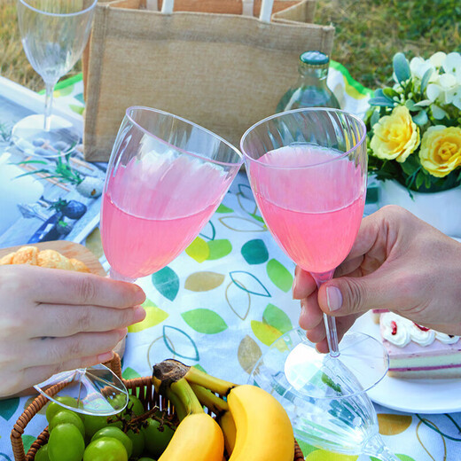 Badger disposable champagne glasses 210ml 8 pieces red wine glass plastic cocktail grape tall transparent wine glass