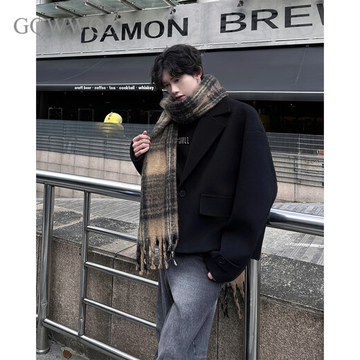 GQWWQXcleanfit silhouette short woolen coat for men and women in autumn and winter British style woolen suit jacket handsome gray M