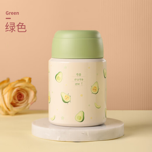 Tuojin Alemania tecnología importada vaso para estofado 316 acero inoxidable oficinista lonchera aislada estofado gachas niños bebé boca ancha pequeña verde-500ml cuchara plegable 500ml