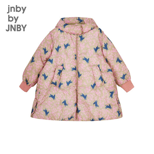 
jnby by JNBY Jiangnan cloth children's clothing winter down jacket jumping rabbit thickened hooded medium length style boys and girls children 1NBC13691 690 miscellaneous powder 130 cm