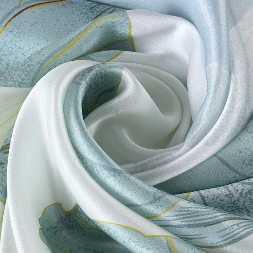 The Da Vinci Code silk scarf for women autumn and winter high-end silk shawl scarf silk scarf mother birthday gift for women Lotus rhyme light green