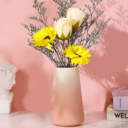 Extreme Space Ceramic Vase Flower Arranger Living Room Crafts Desktop Decoration Simple Home Coffee Table Decoration White Pink Vase