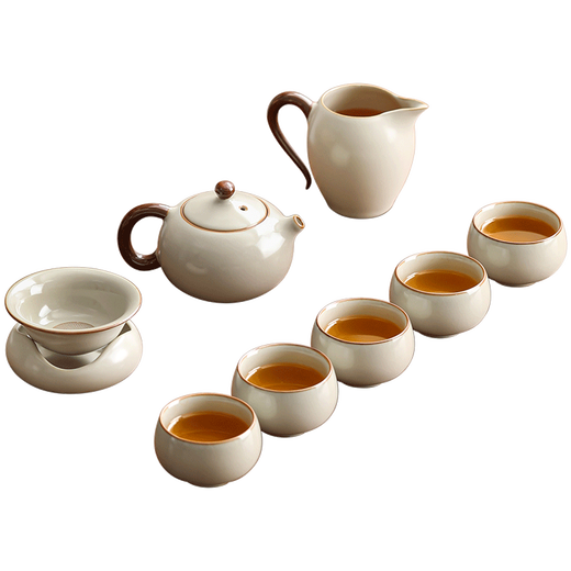Shangyanfang Ru Kiln Kung Fu tea set complete set of high-end household ceramic teapots and cups utensils complete set housewarming birthday gift