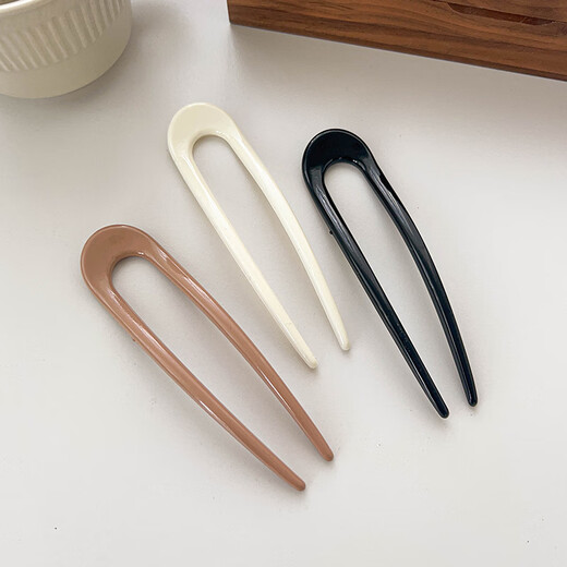 Cotton Tail Rabbit Simple U-shaped Hairpin Hairpin Hair Plug Decoration Hair Artifact 2024 Insert Comb Women's Ball Head Fixed Hairpin 3 Pieces for Ladies