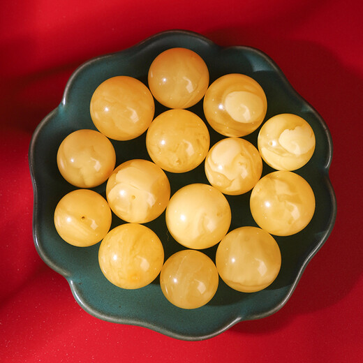 Gepan beeswax single beads, Russian material, chicken fat yellow beads, literary toy accessories, multi-treasure beads, loose beads, single round beads, beeswax loose beads 16mm*1