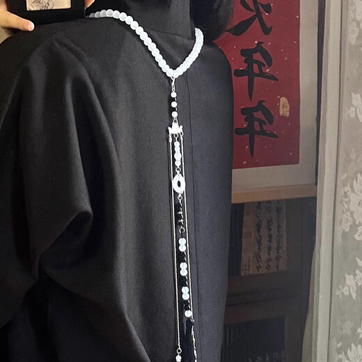 BJYL Hanfu Yingluo Back Cloud Long Tassel Pendant Necklace Women's New Chinese Ancient Style Open Horse Face Skirt Accessories Sweater Chain Women's Necklace