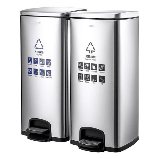 CCKO commercial stainless steel trash can with lid and foot pedal large capacity large foot pedal classification bucket lobby shopping mall outdoor