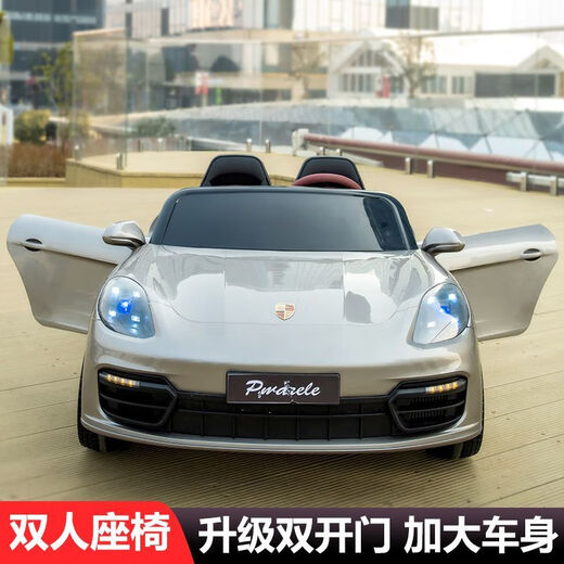爱童（AITONG）【保时捷】儿童电动汽车四轮玩具车可充电遥控车双人超大童车跑车 黄色 【大电瓶12伏四驱/皮胶轮软座】