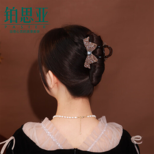 铂思亚2025新款抓夹女高级感后脑勺半扎发夹蝴蝶结气质鲨鱼夹盘发发饰 香槟色8cm送品牌礼盒