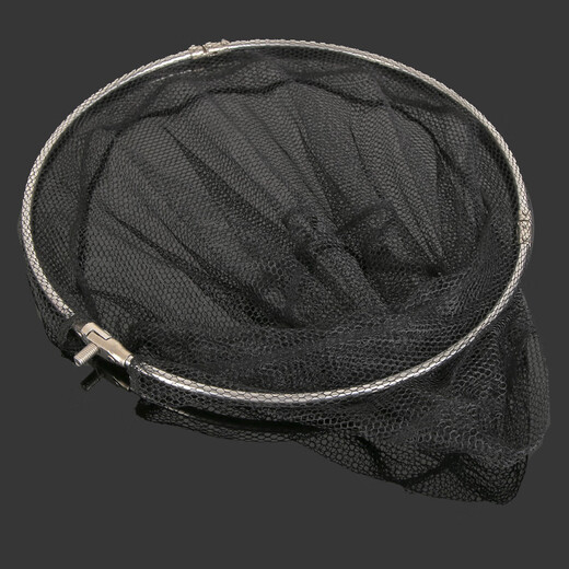 DiaoLongWang stainless steel net rod, fishing net head, folding fish net bag, fishing gear net, fishing net accessories, net head, black fine eye, 35cm