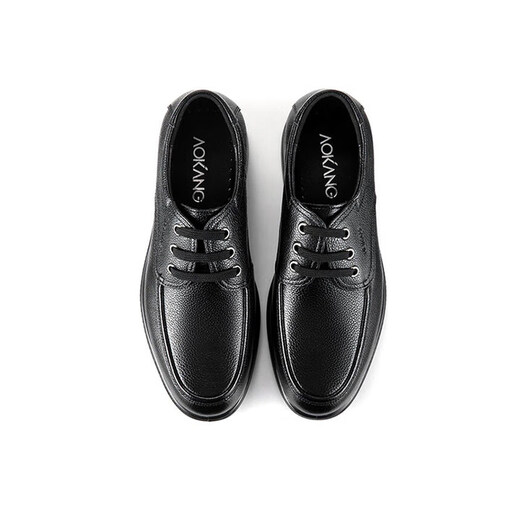 Aokang Men's Shoes Daily Casual Business Shoes Lace-up Low-top Leather Shoes Men's Genuine Leather Black Spring and Autumn Dad Men's Shoes Black 41