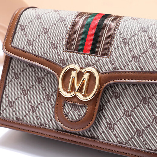 KUQIDAISHU This year's popular shoulder bag for women's bag 2025 new high-end fashion luxury small square bag crossbody bag women's bag 9221 checkerboard plaid coffee color